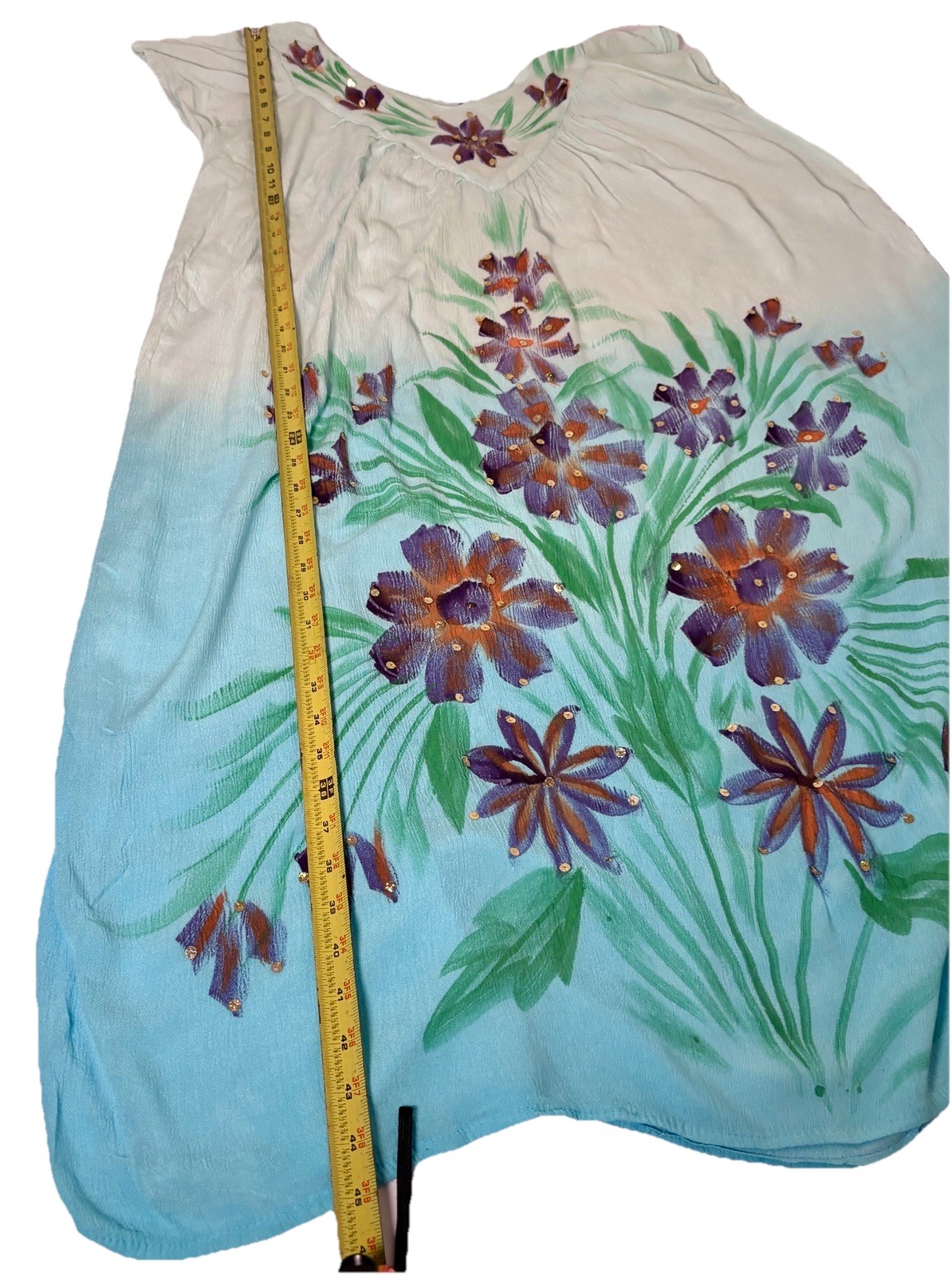 True Rock dress Womens One Size Embroidered Painted Floral Cap Sleeve Rayon Boho