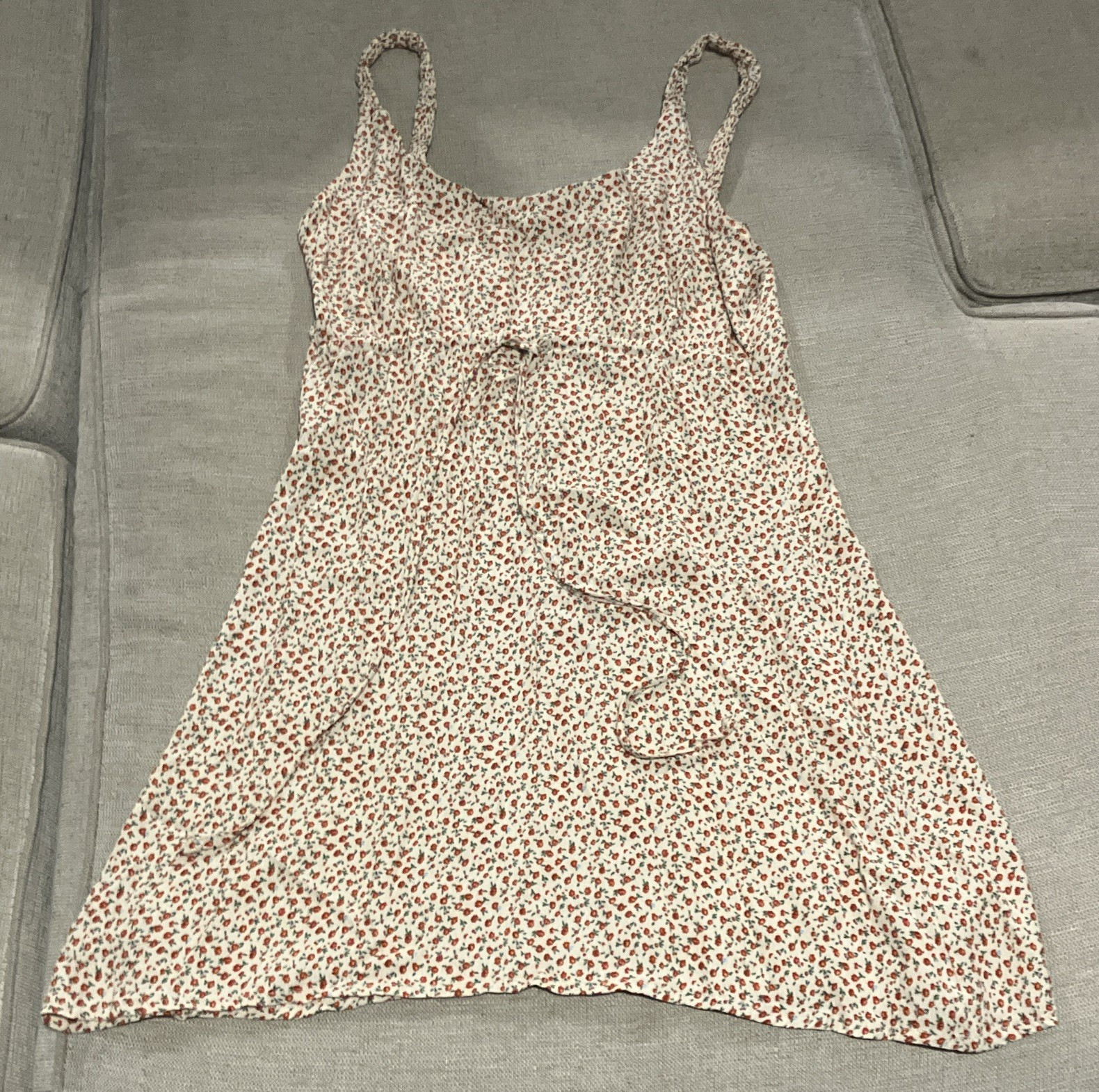 Brandy Melville White Floral Slip Mini Dress Sleeveless Straps One Size