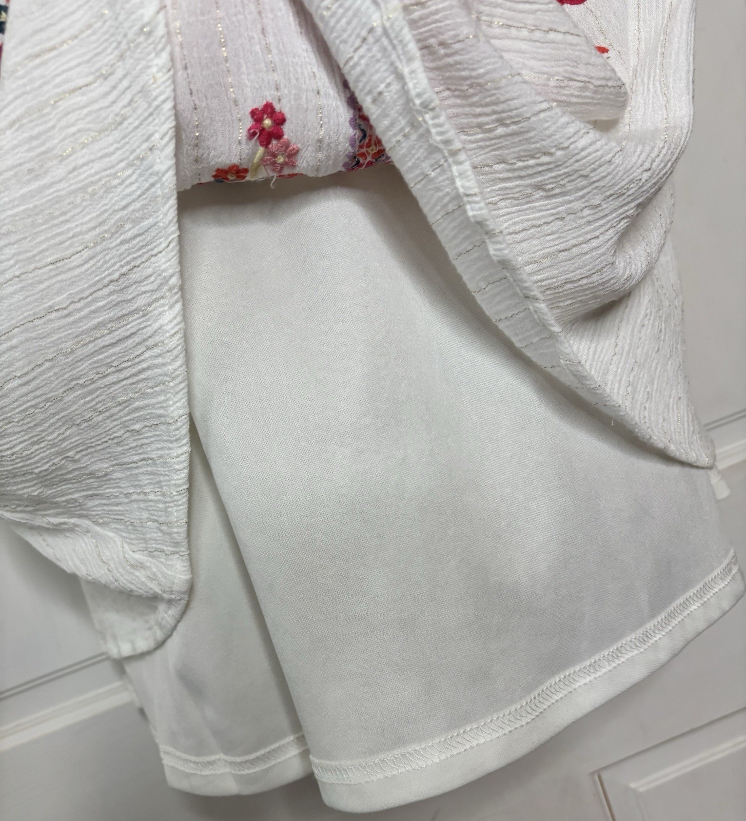 Savanna Jane Women Large White Shift Dress Floral Embroidered Halter Tassel Boho