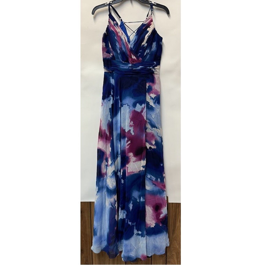 Xscape Womens 6 Blue Purple Corset Back Strappy Long Evening Dress NWT BO10