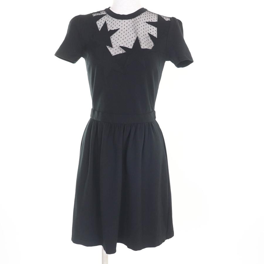 Red Valentino Rayon Star Design Mini Short Sleeve Dress Size S Black Tunisia