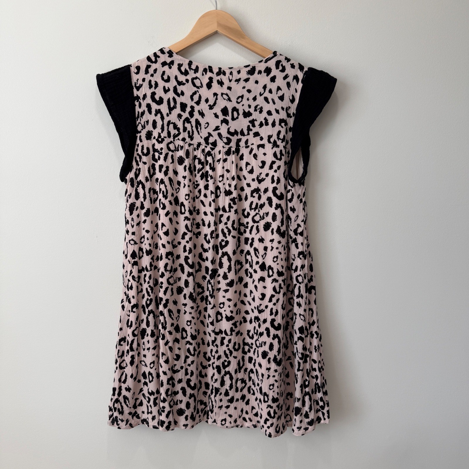 Savanna Jane Boho Leopard Floral Embroidered Swing Dress Size L Lined Whimsical