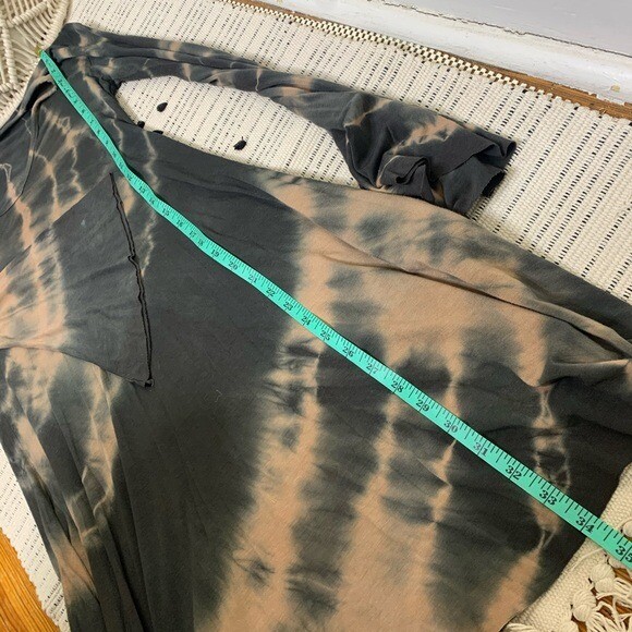 LOVE TANJANE Womens S Tie Dye Olive & Tan Drape Sleeve Dres