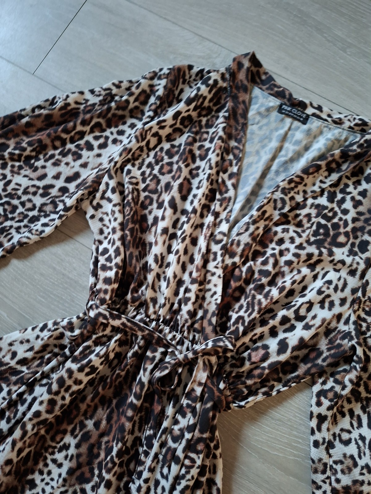 Pink Clove Beige Leopard Print Stretch Flared Dress Holiday Smart Party UK20