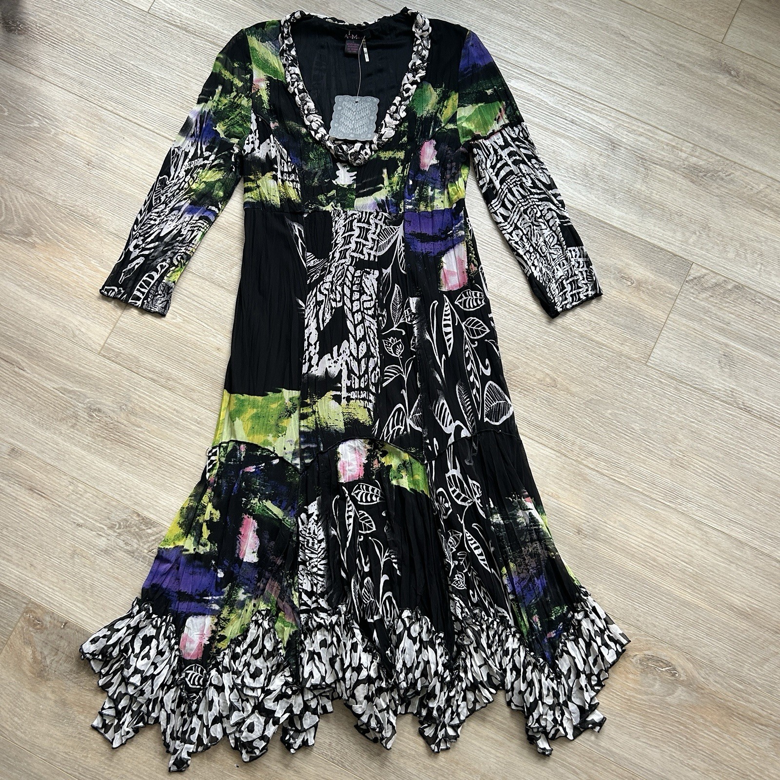 NWT Alberto Makali Dress Womens L Midi 90’s Y2K Whimsigoth Quiet Luxury Vintage