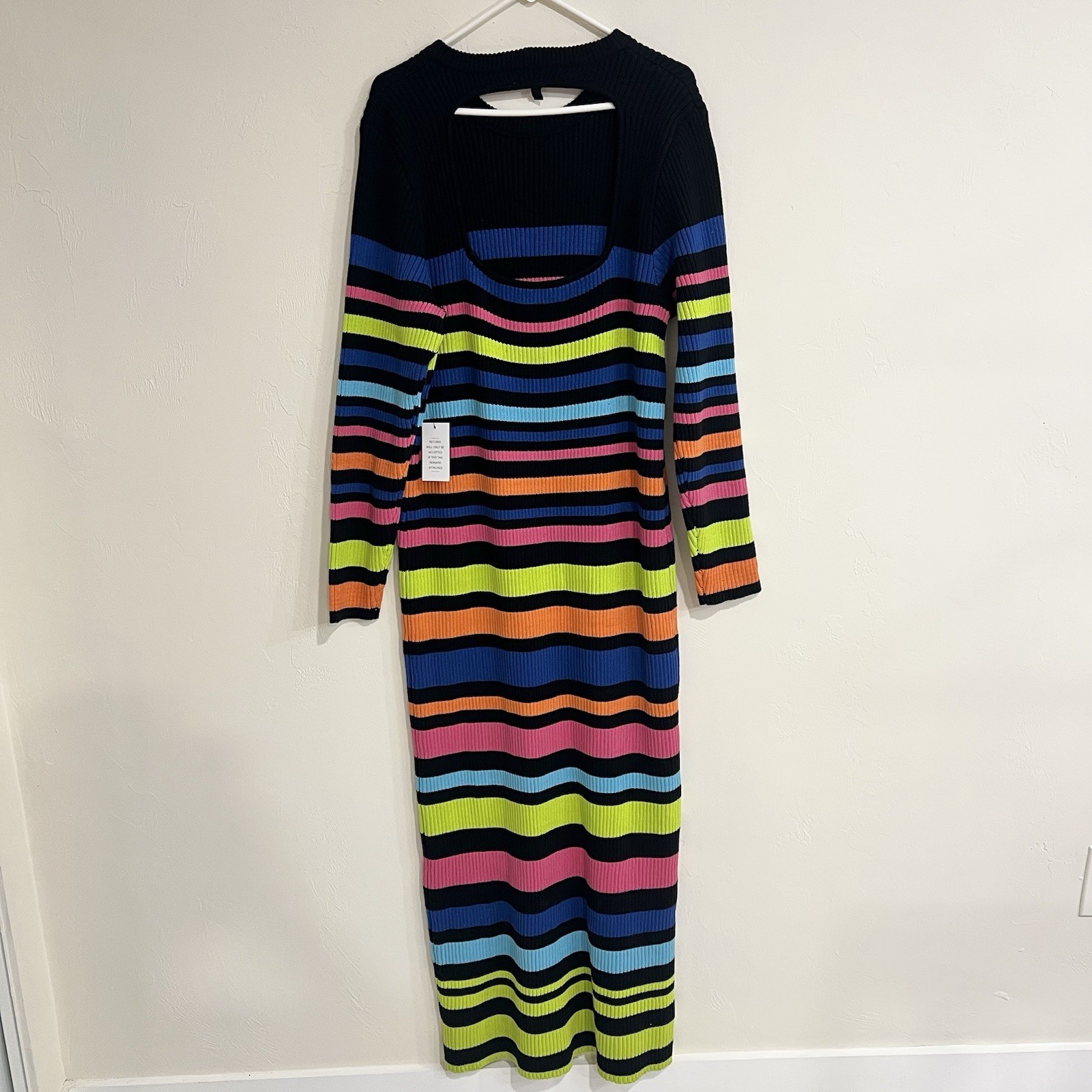 Eloquii Variegated Stripe Open Back Maxi Dress NWT Colorblock Size 22/24