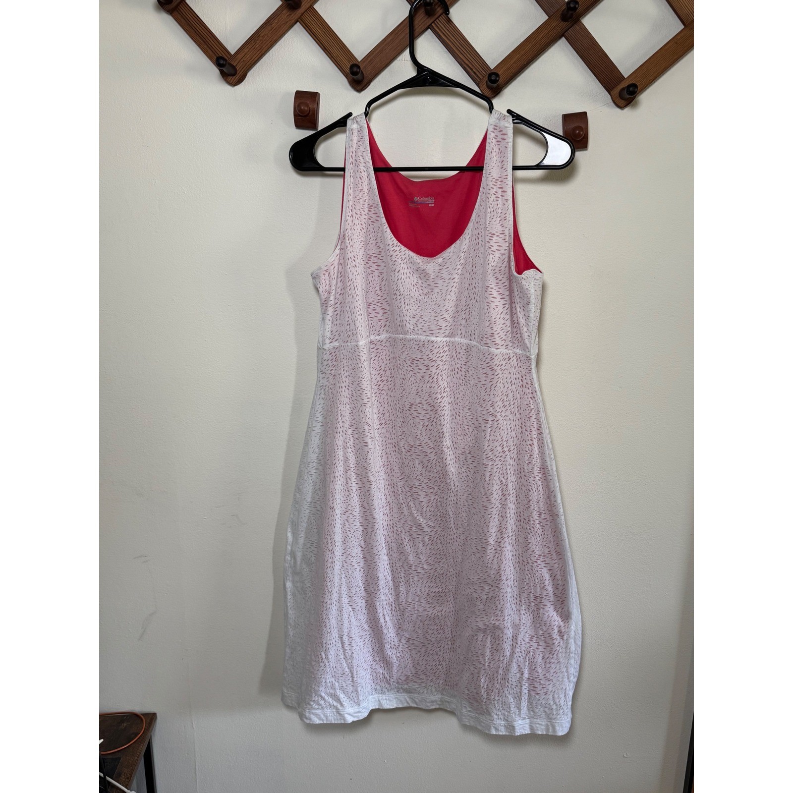 Columbia Sportswear Womens Pink White Abstract Print Empire Waist Dress Medium