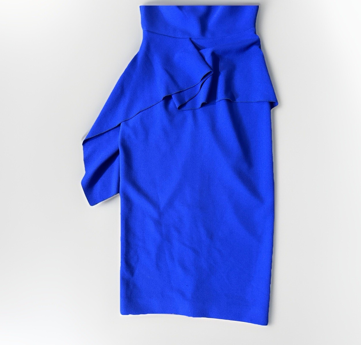 Roland Mouret Aldingham Asymmetric Crepe Peplum Blue Dress 4