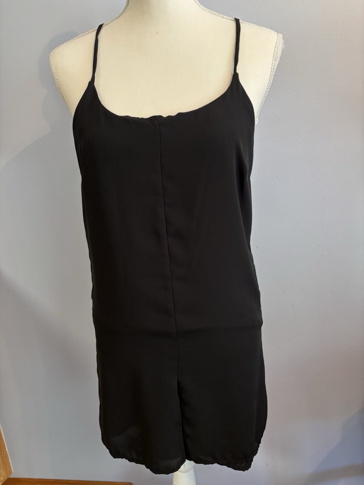 Lipstick Black Slip Dress Lined Spaghetti Straps EUC. Sz S