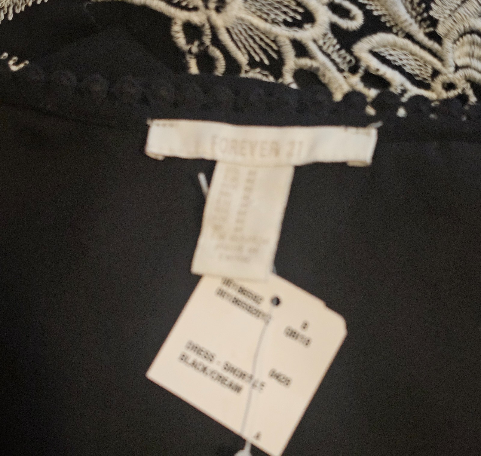Forever 21 Embroidered Black Lace Whimsgoth Boho Dress NWT M Bell Sleeves