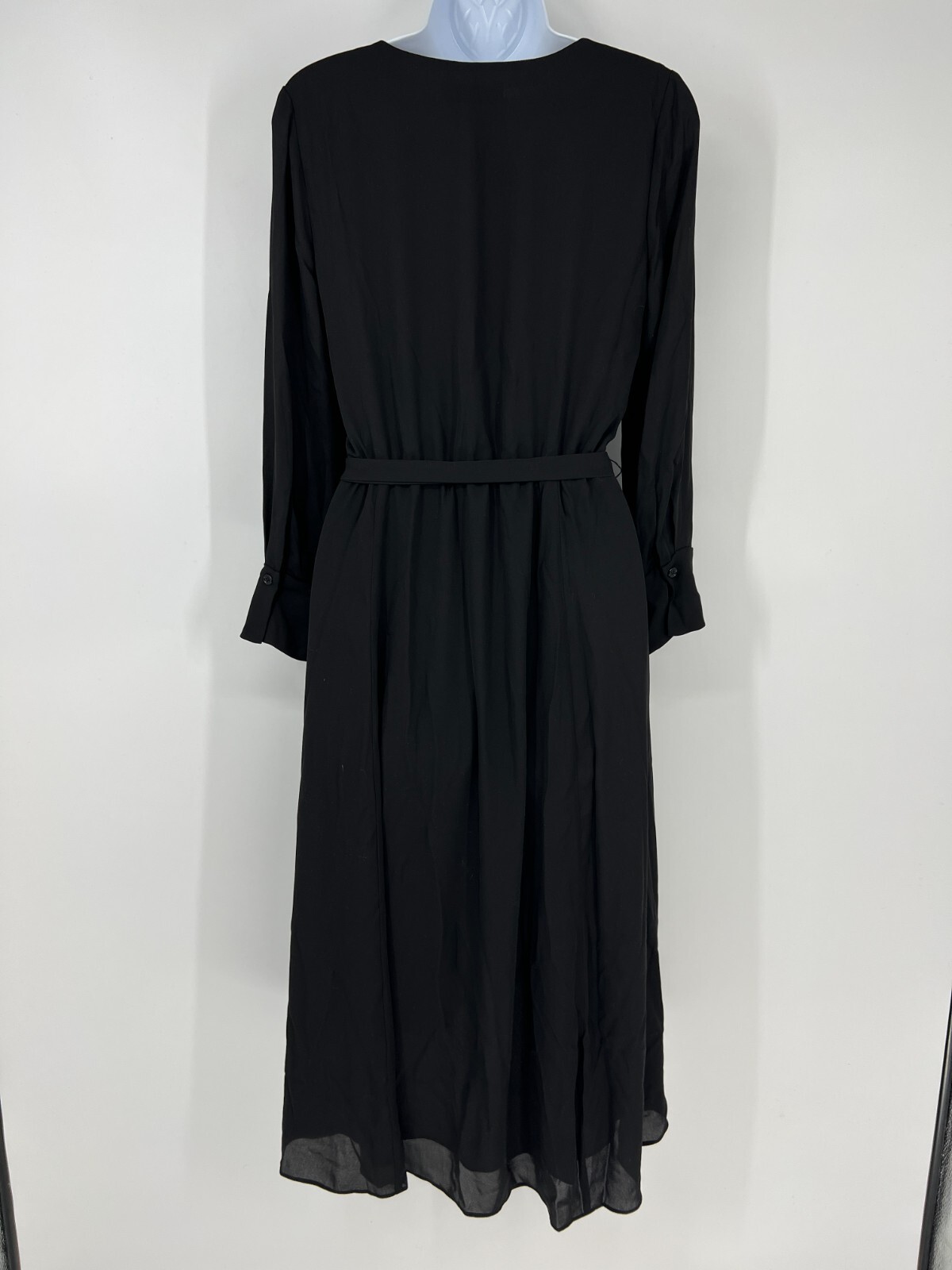 BAILEY 44 Olympia Solid Dress Size 4 Black NWT Surplice High Low Slit Midi Belt