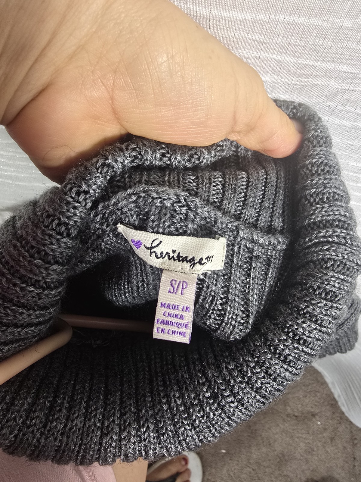 Grey Ribbed Cap-Sleeve Turtleneck Sweater Mini Dress Sz S