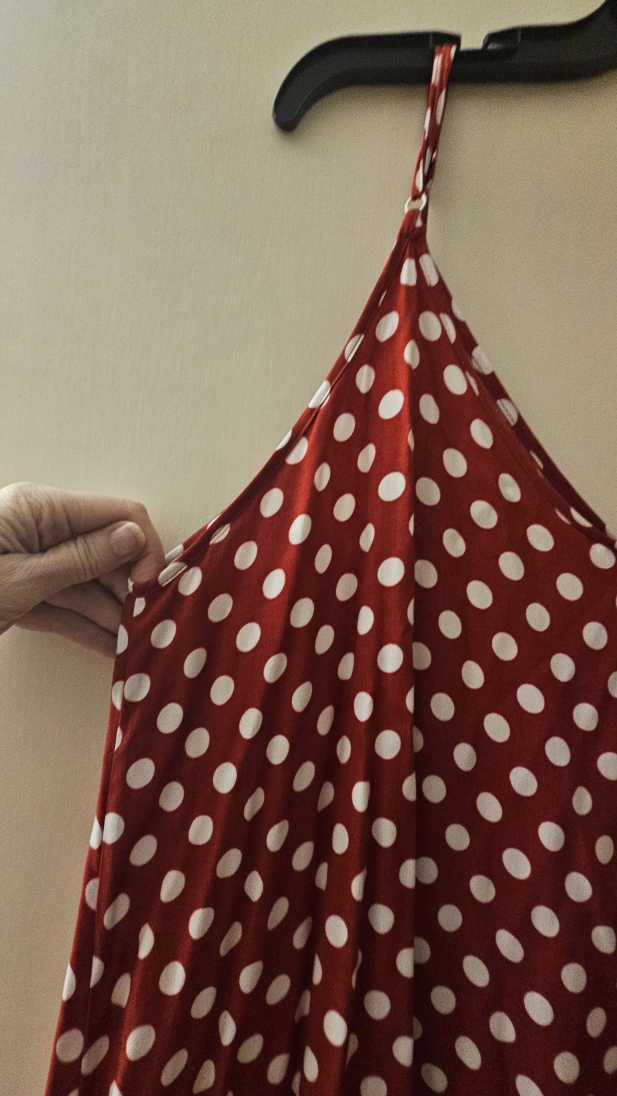 LILBETTER Red White Polka Dot Maxi Dress Women’sSZ XL AdjustableStrapsSleeveless