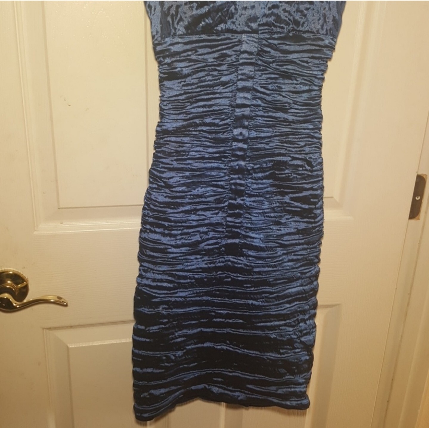 Nicole Miller Botique Blue Techno Crinkle Stretch Taffeta Dress Size4 MSRP $450
