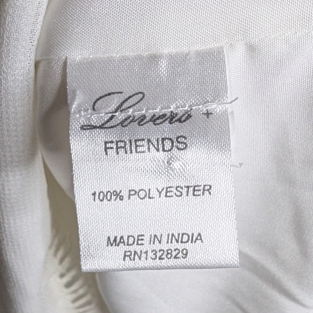 Lovers + Friends White Beaded Embellished Halter Shift Dress Size L Boho Resort