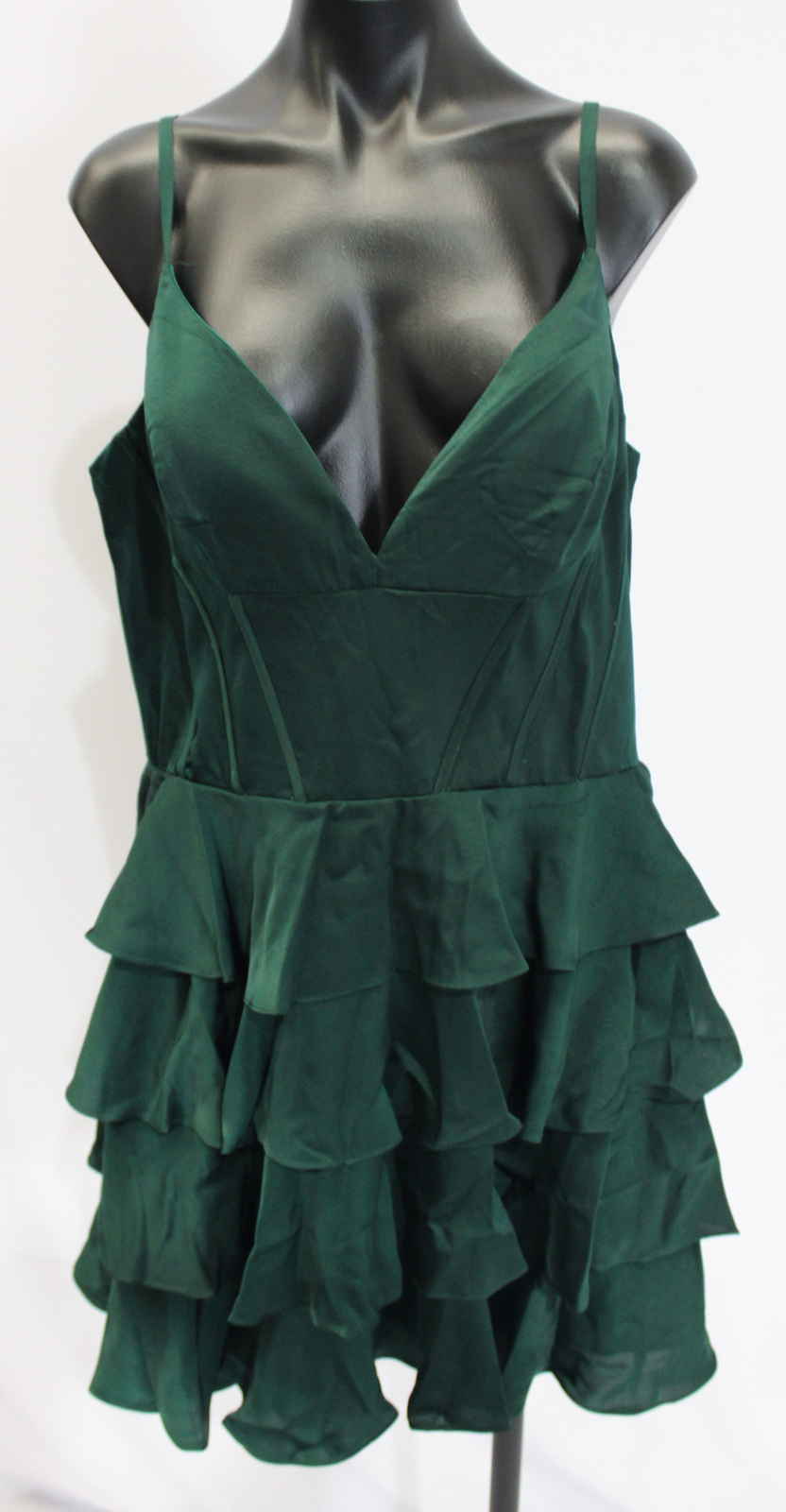 Stacees Women’s A-line Stretch Satin Ruffled Homecoming Dress MP7 Green US:16