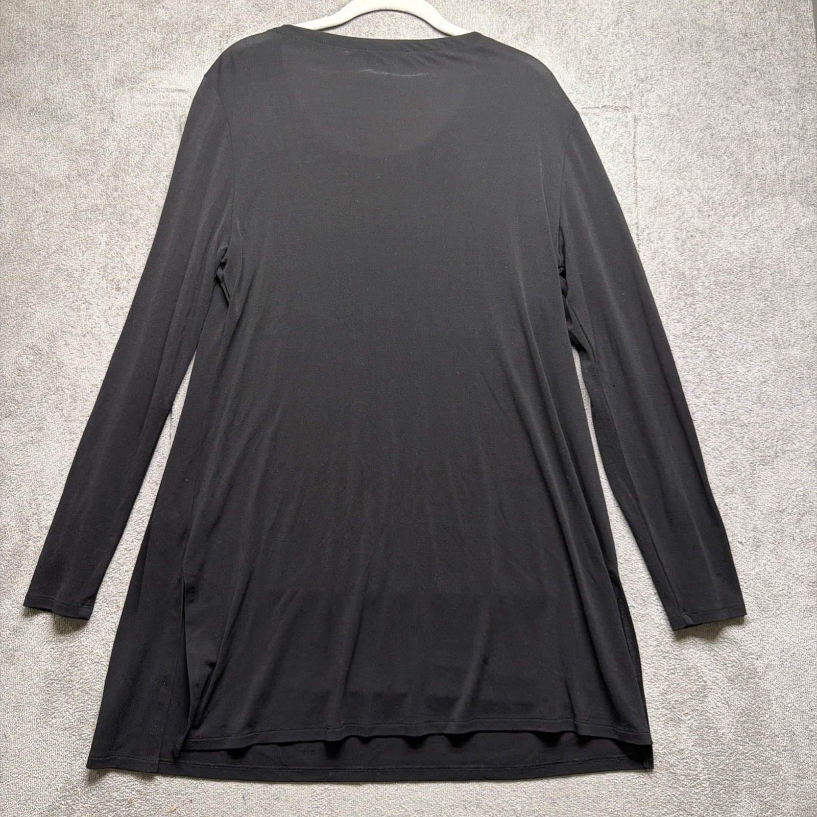 Eileen Fisher Black Silk Jersey Long Sleeve Shift Dress Women’s Large