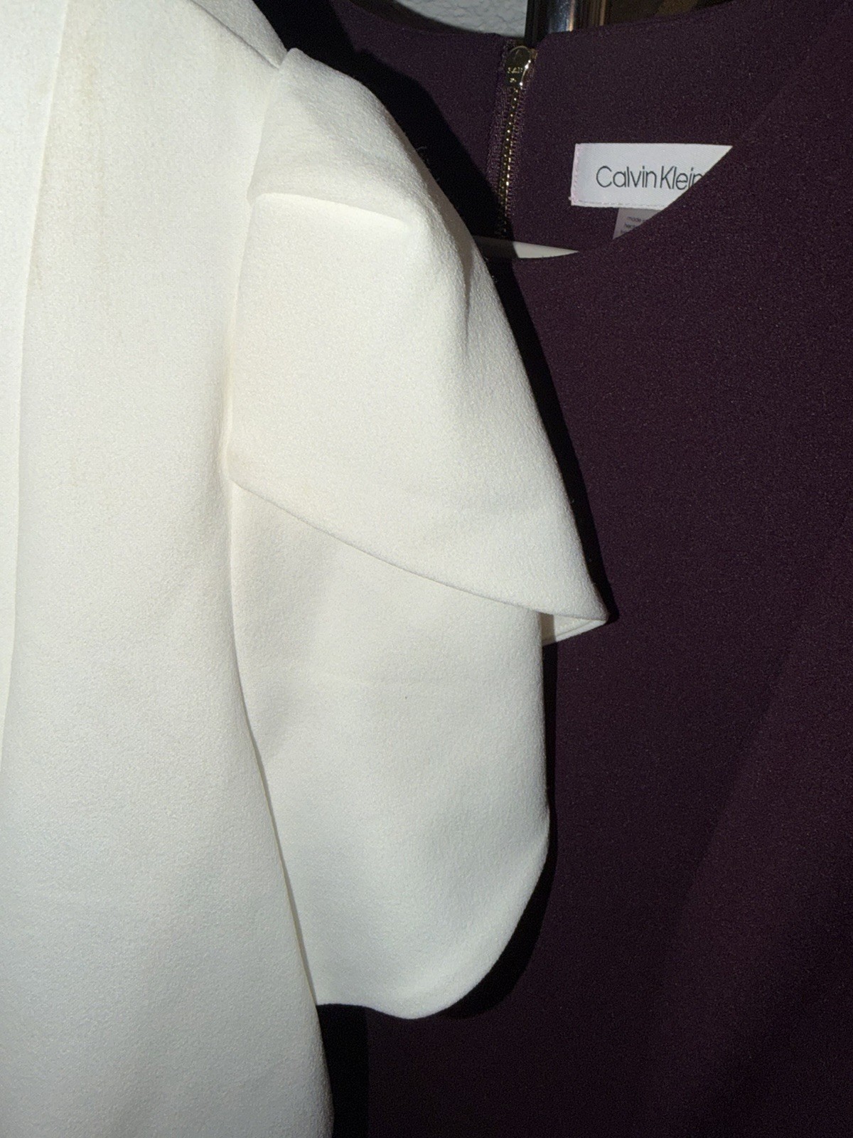 Calvin Klein White Tulip Sleeve Sheath Dress Size 16 Career Office