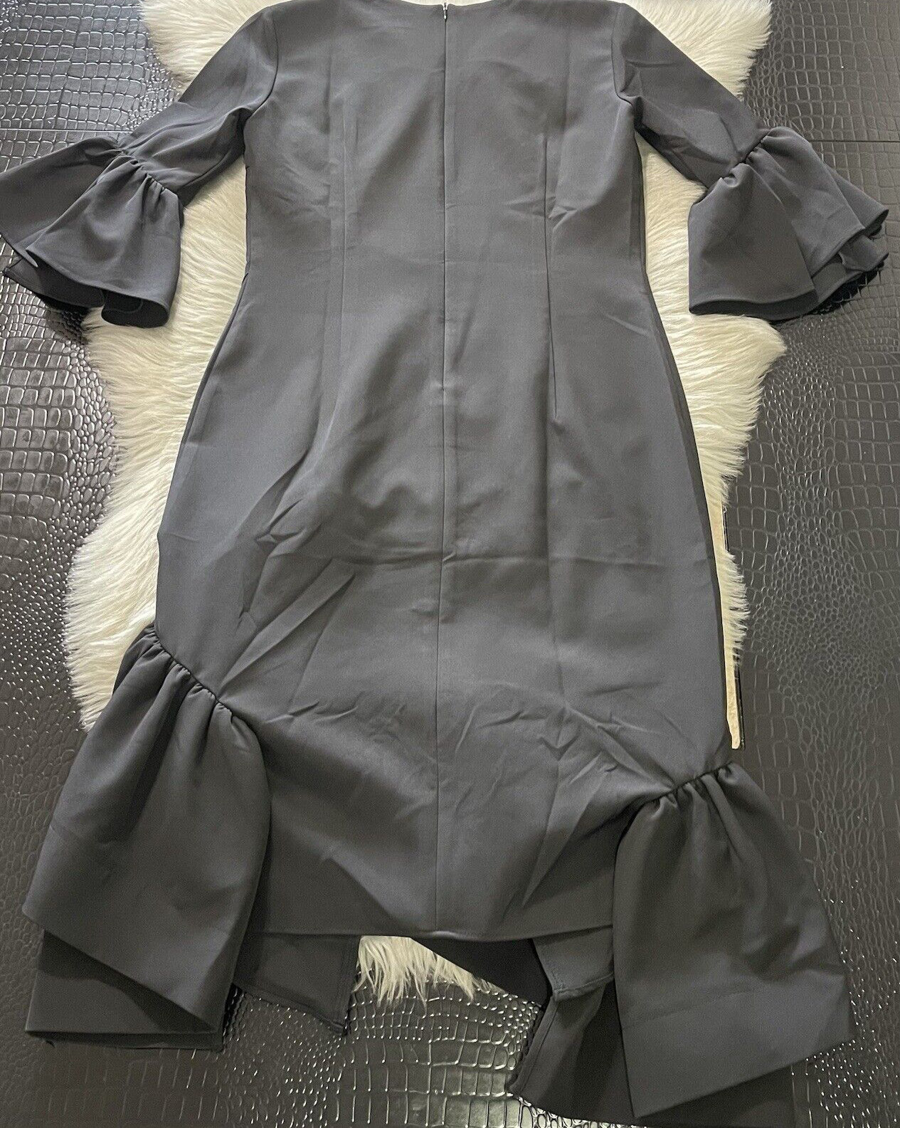 NWT Gracia Asymmetrical Ruffle V-Neck Dress Classic Little Black Dress Medium