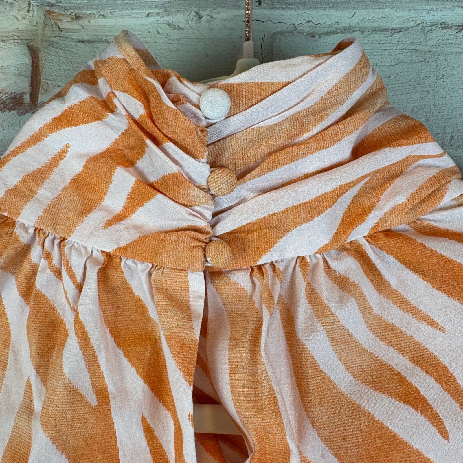 Derek Lam Collective Orange Zebra Cutout Mini Dress XS Ruffle Sleeve Belted Boho