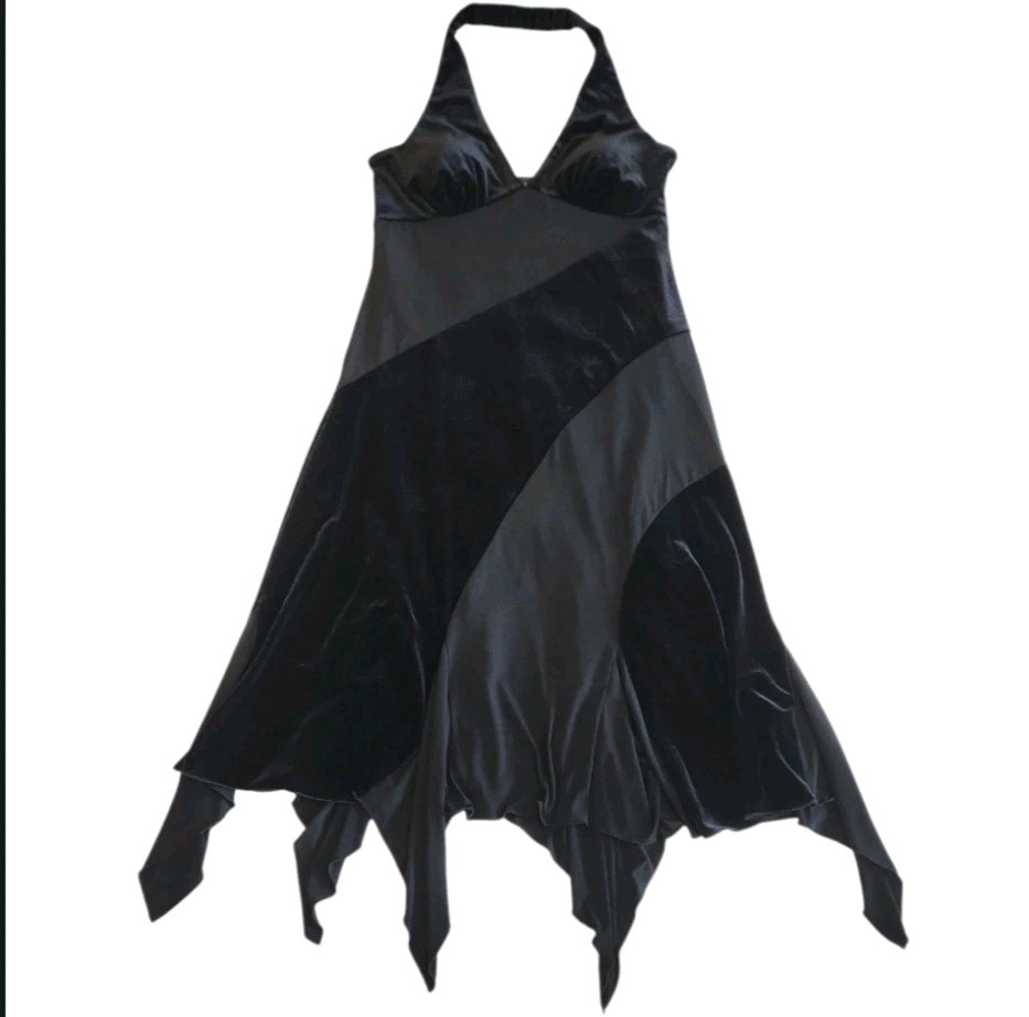 AB Studio Vintage 90s NEW Halter Black Maxi Witchy Whismygoth Gothic Women SZ M