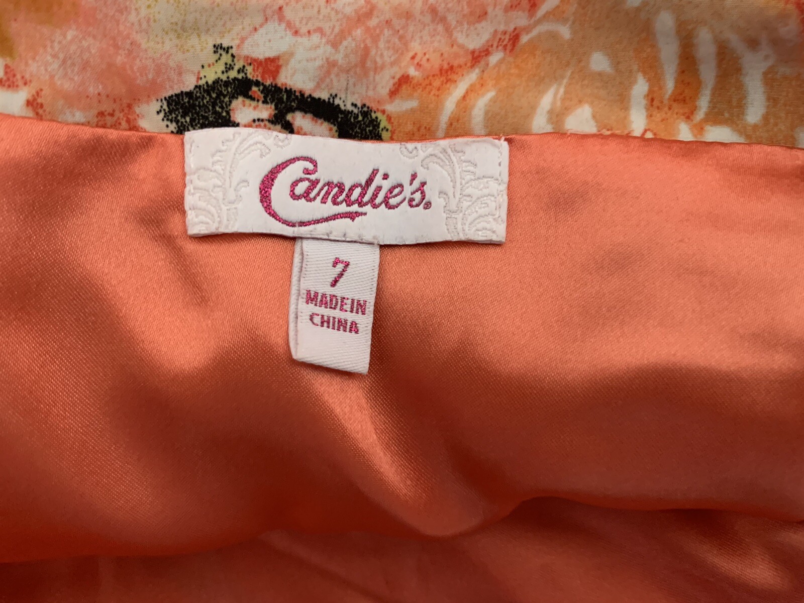 Candies Orange Black Belted Fully Lined Dress Size 7