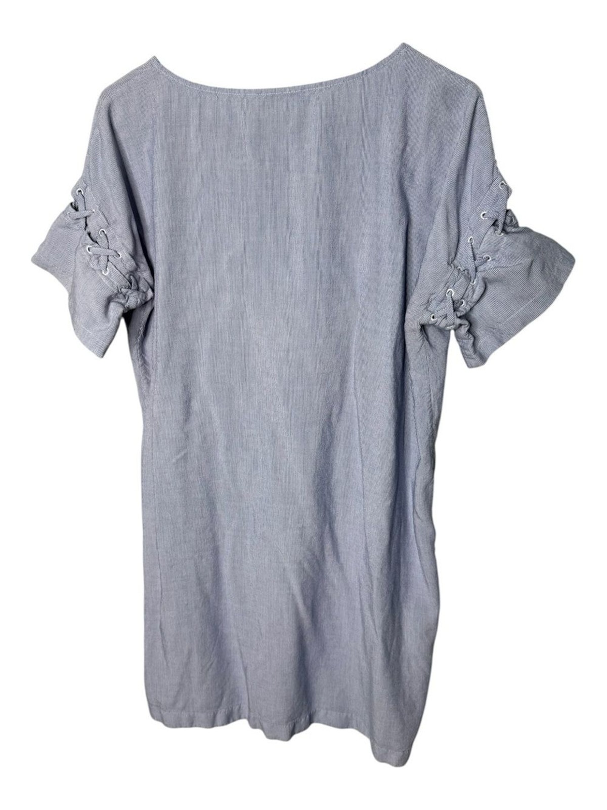 Madewell Blue White Striped Lace Up Sleeve Shift Dress Medium M