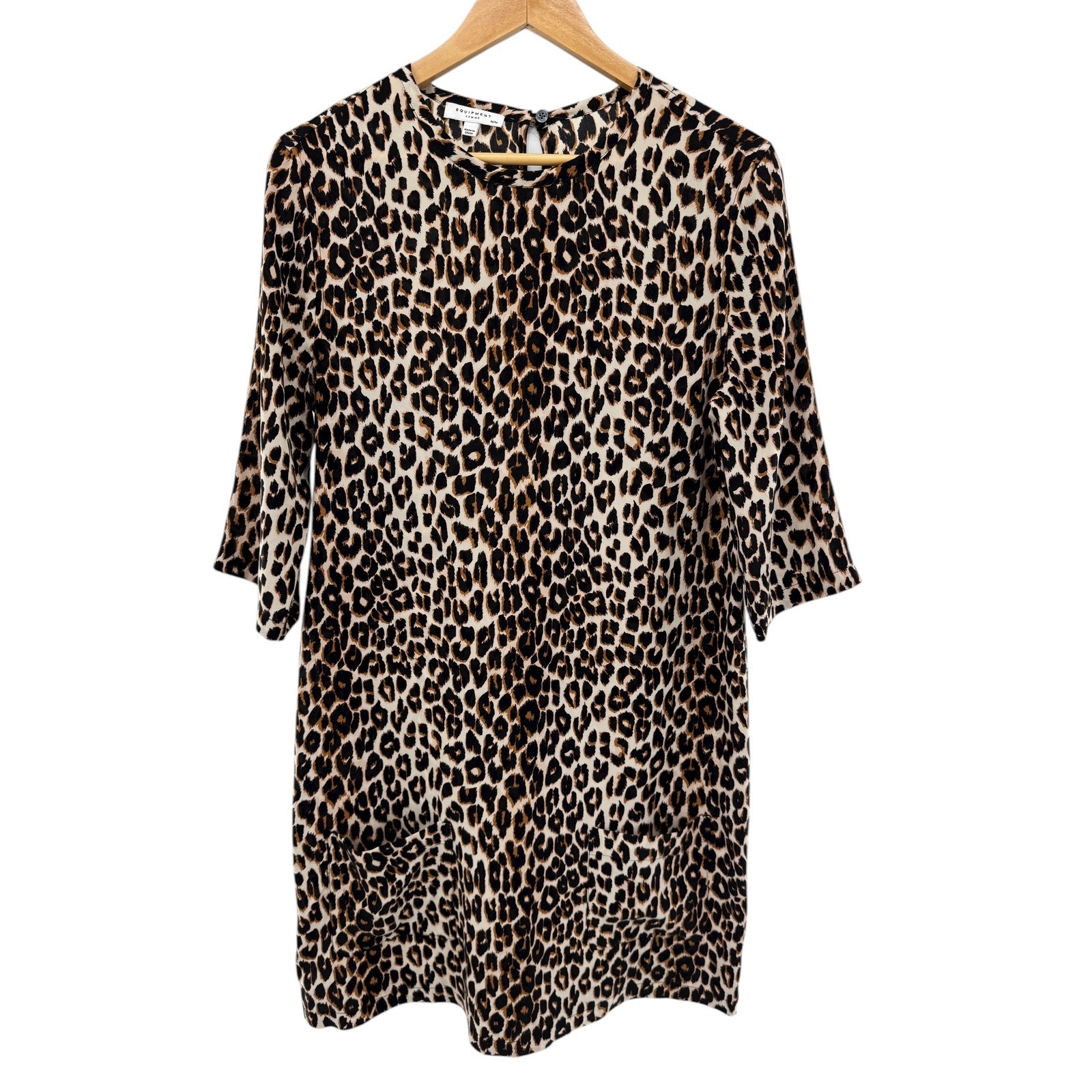 Equipment Aubrey 100% Silk Leopard Print Mini Dress Medium Revolve Animal Print