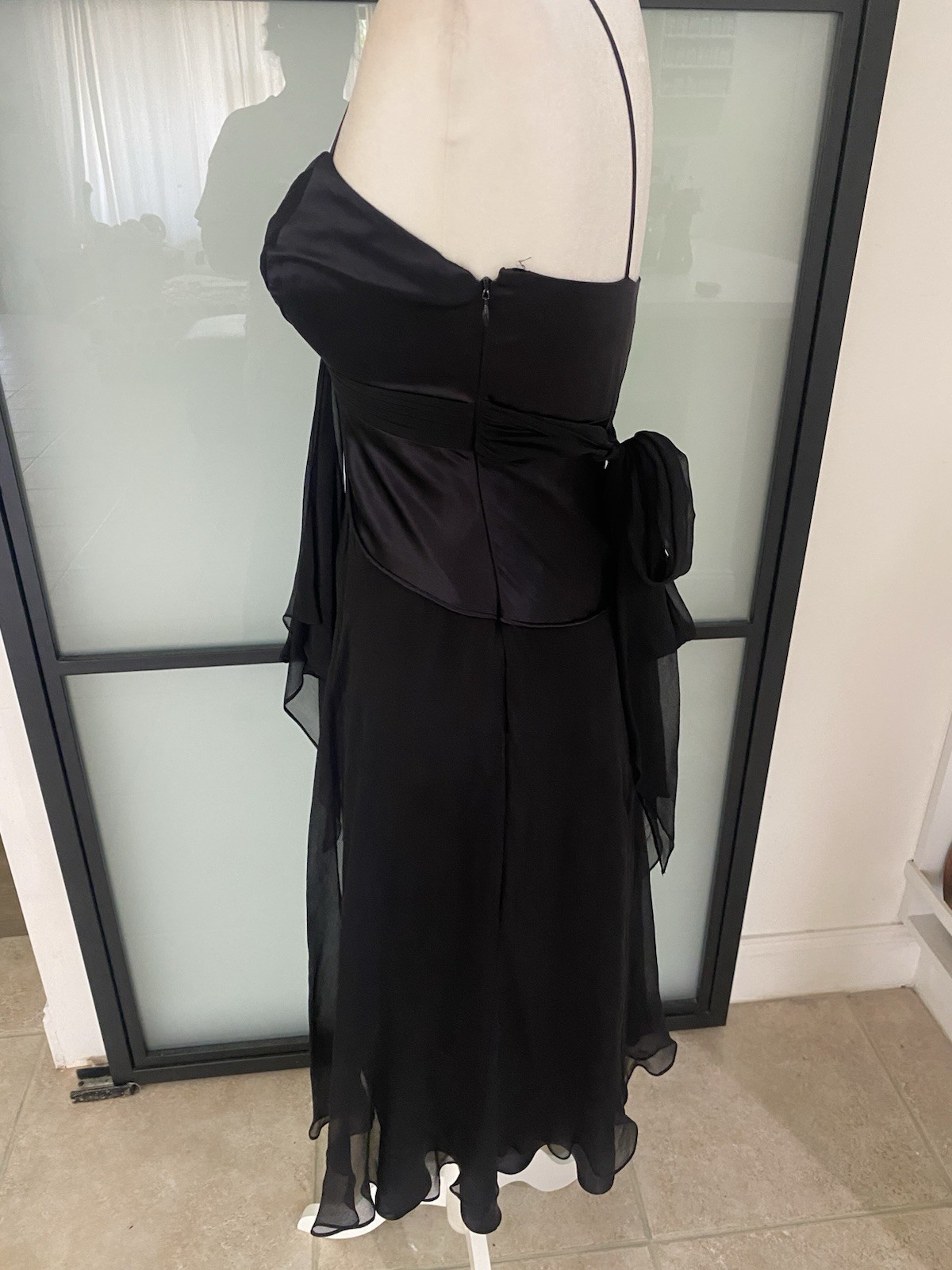 Gorgeous Black 100% Silk Cache Silk Dress/Gown Size 2 90s Corset Style Vintage