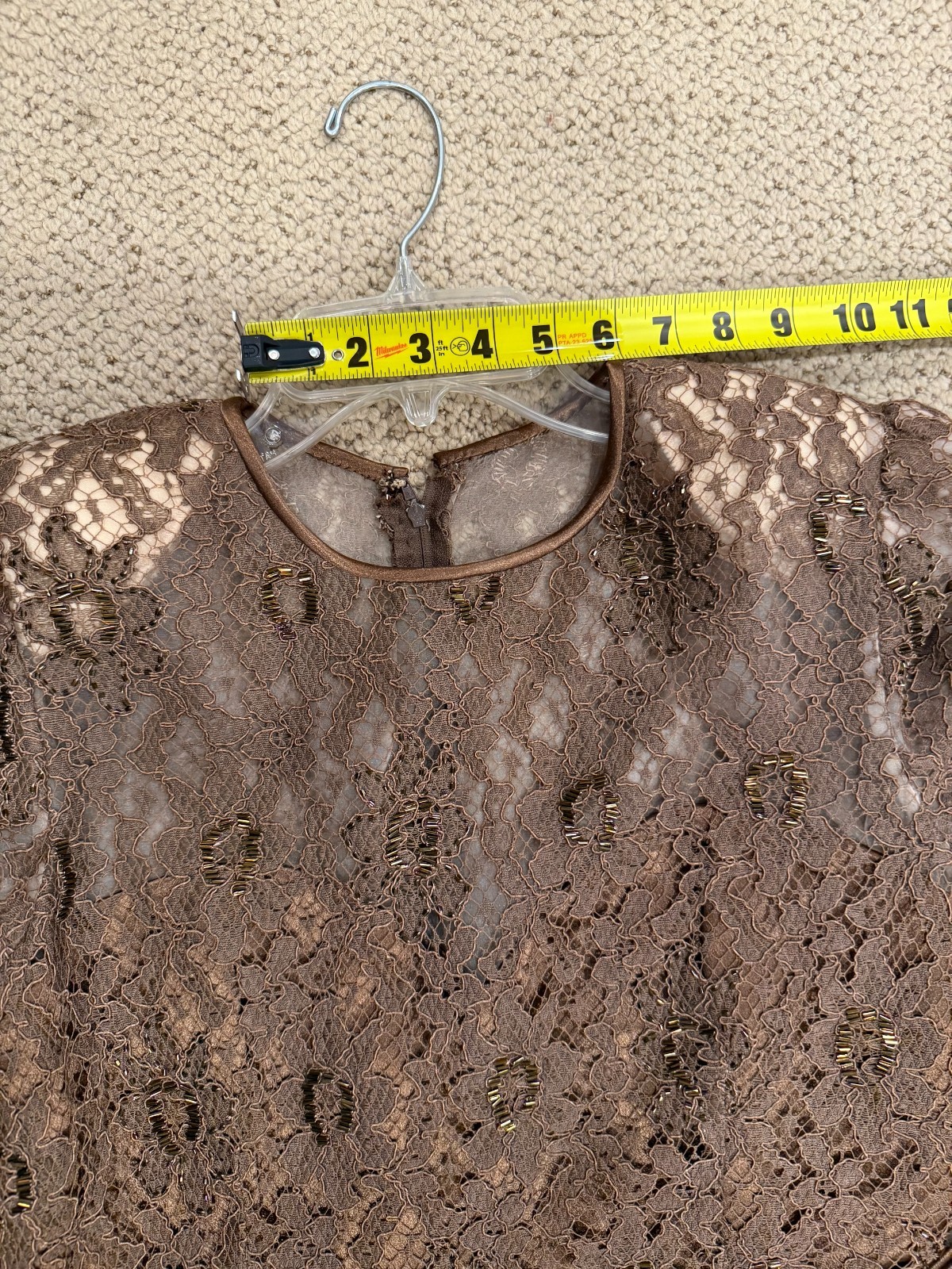 Vintage FINE FEATHERS 90’s Chocolate Dress Lace and Beaded