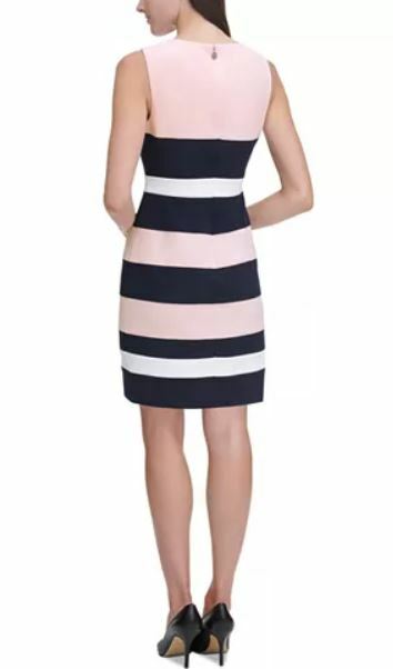 Shift Sheath Dress Tommy Hilfiger Color Block Scuba Crepe Lavender Black 8