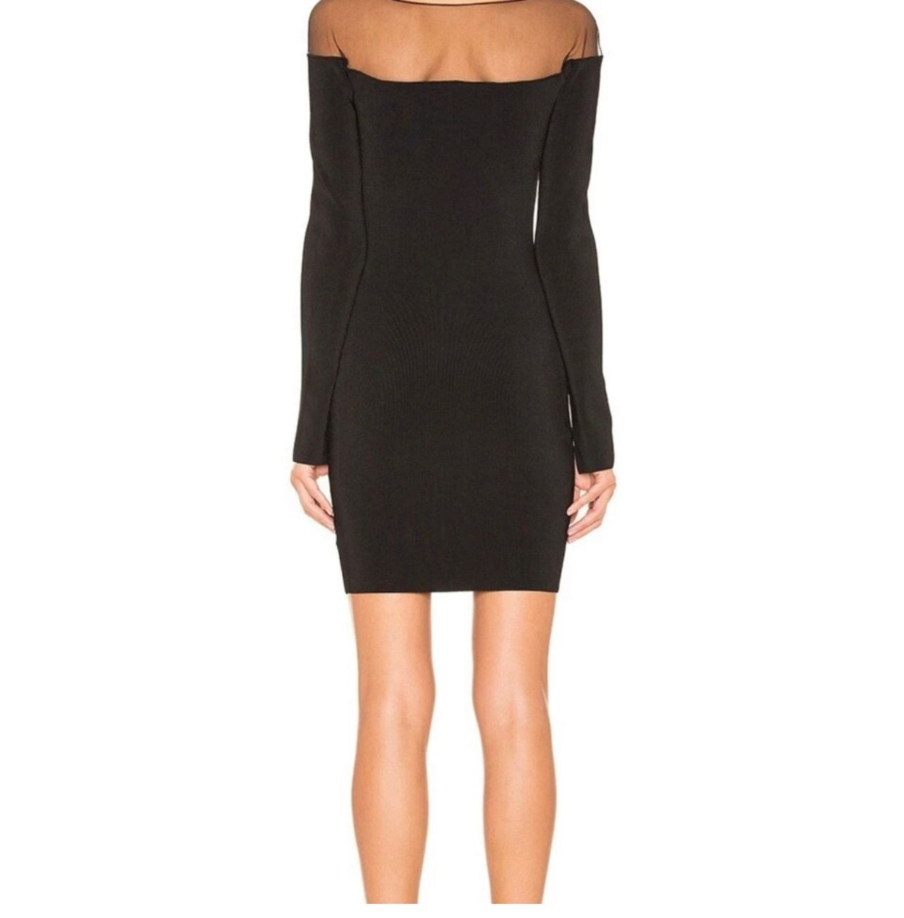 Bailey 44 Black Mesh Yoke Long Sleeve Mini Dress with Slit Sleeves