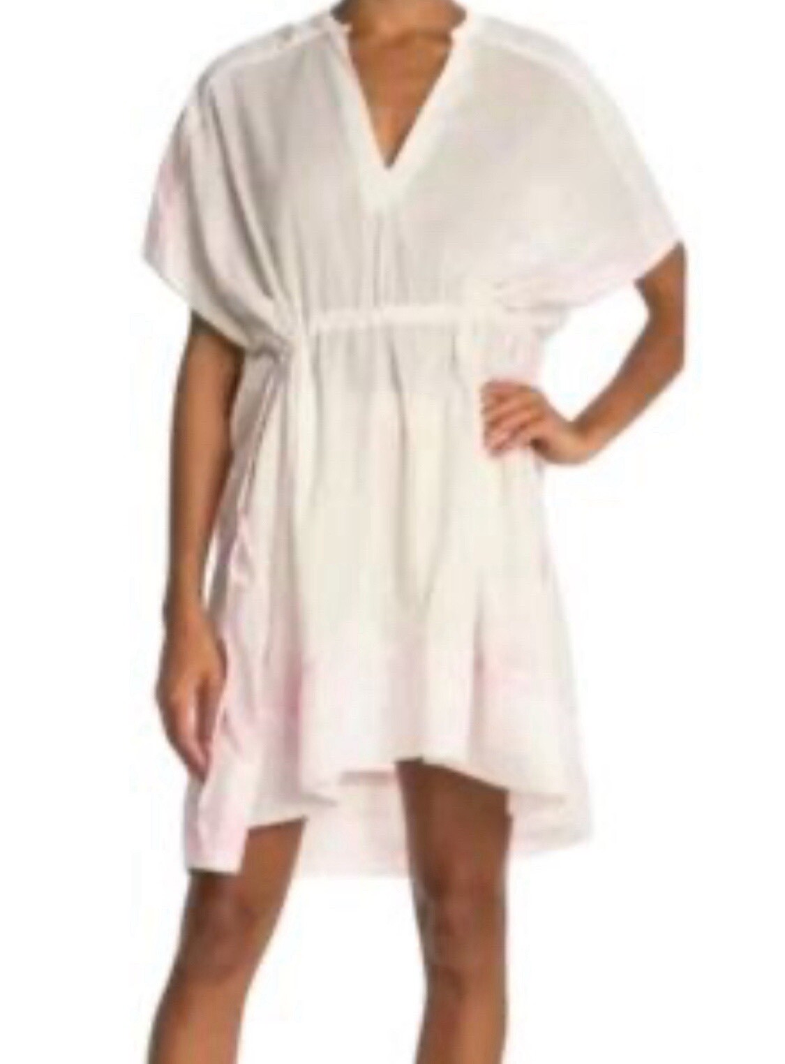 nwt All Saints ISME Cotton Tie-Dye Dress Sz M Pink Cover-Up Drawstring Waist