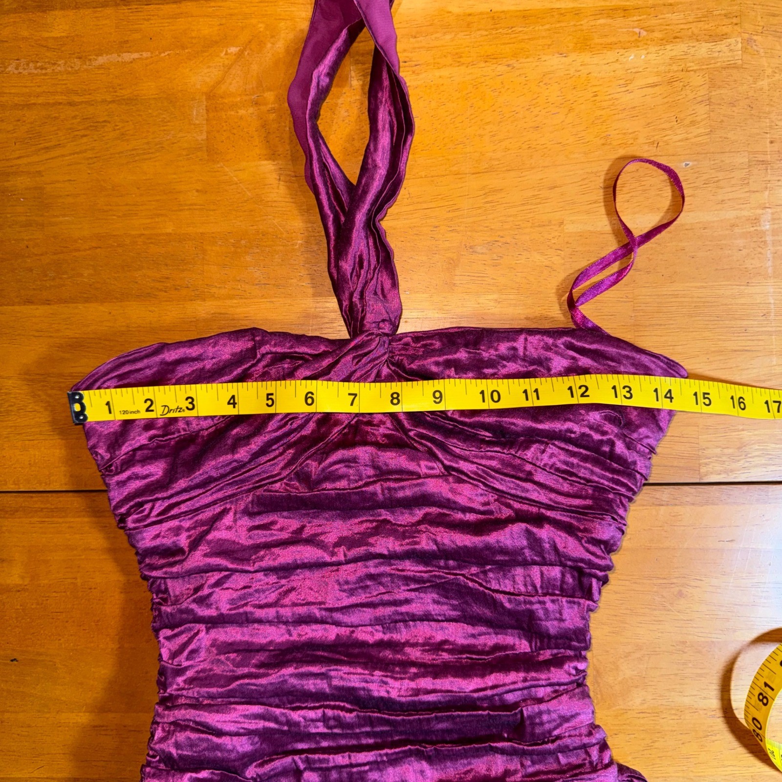BCBGMAXAZRIA Womens Ruched Halter Mini Dress Magenta Metallic Size Small