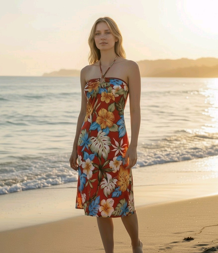 Vintage 90s Y2K Feline Floral Mini Dress Med Coastal Cowgirl Summer Resort