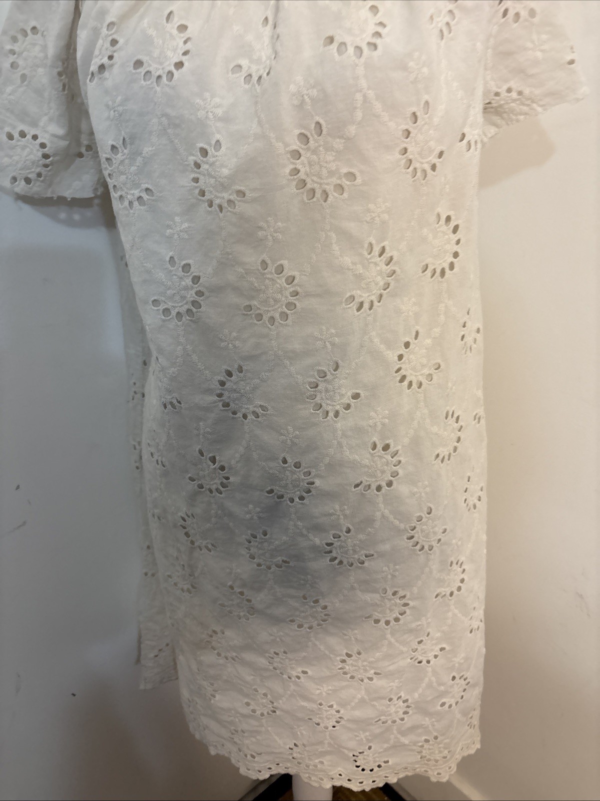 Valentina Naldi Dress Womens Large White Eyelet Romantic Boho Feminine Cottage