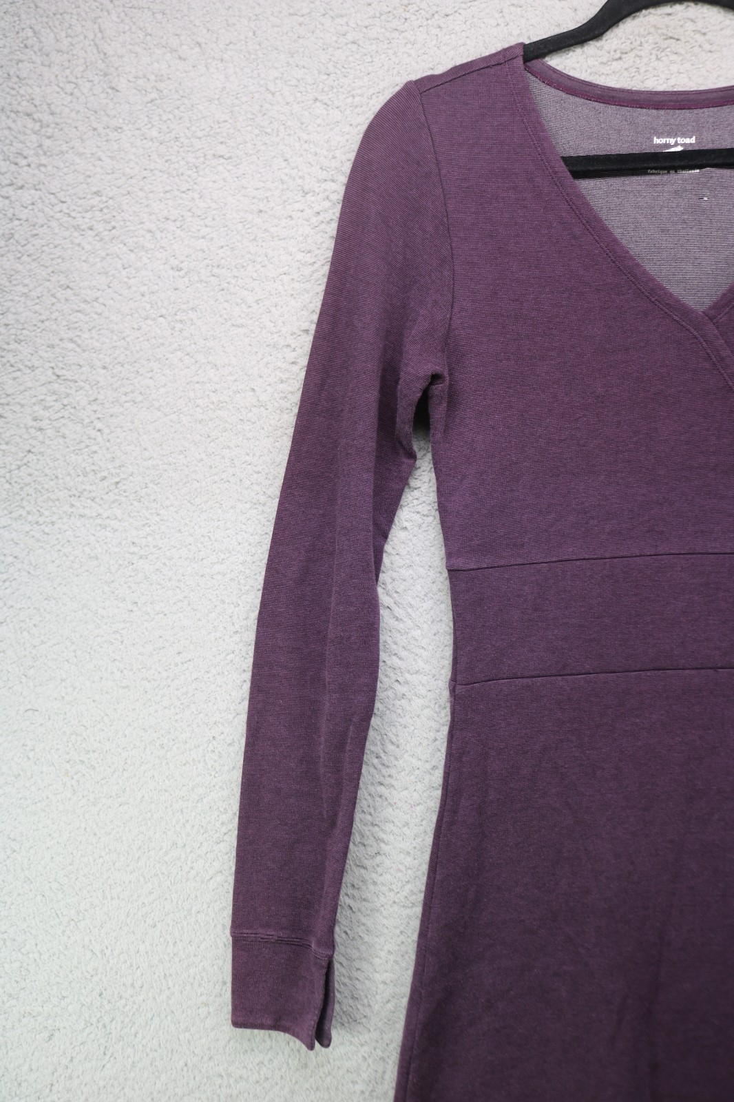 Horny Toad Long Sleeve Purple Midi Dress-Small-Very Soft-Ballet Wrap-Minimalist