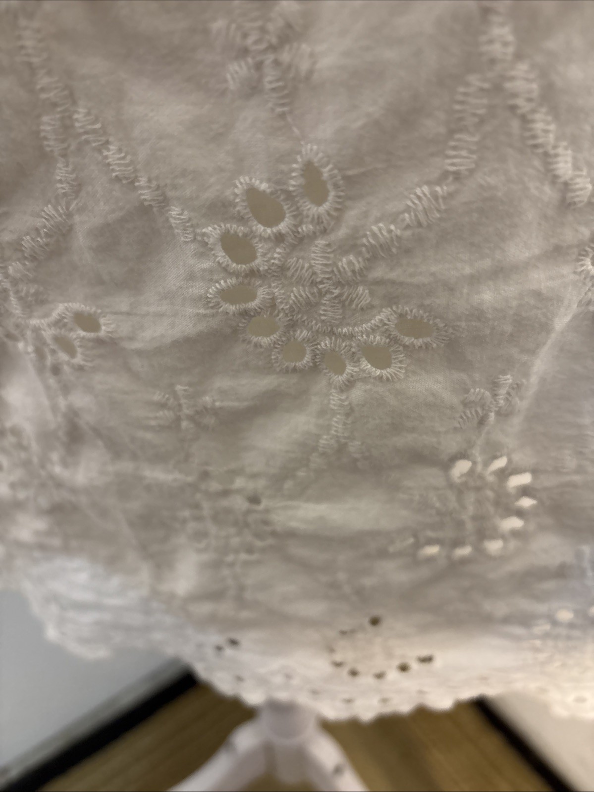 Valentina Naldi Dress Womens Large White Eyelet Romantic Boho Feminine Cottage