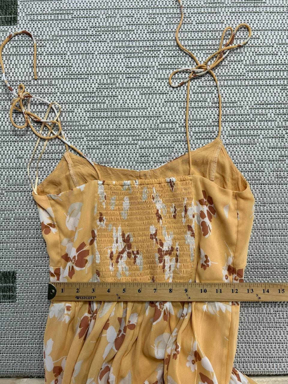 Abercrombie & Fitch Dress Womens Medium Tall Yellow Brown White Floral Midi