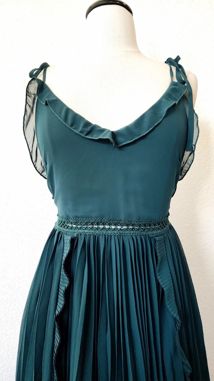 New Anthro Midi Dress Size Medium Blue Floral Coquette Wedding Garden Brunch