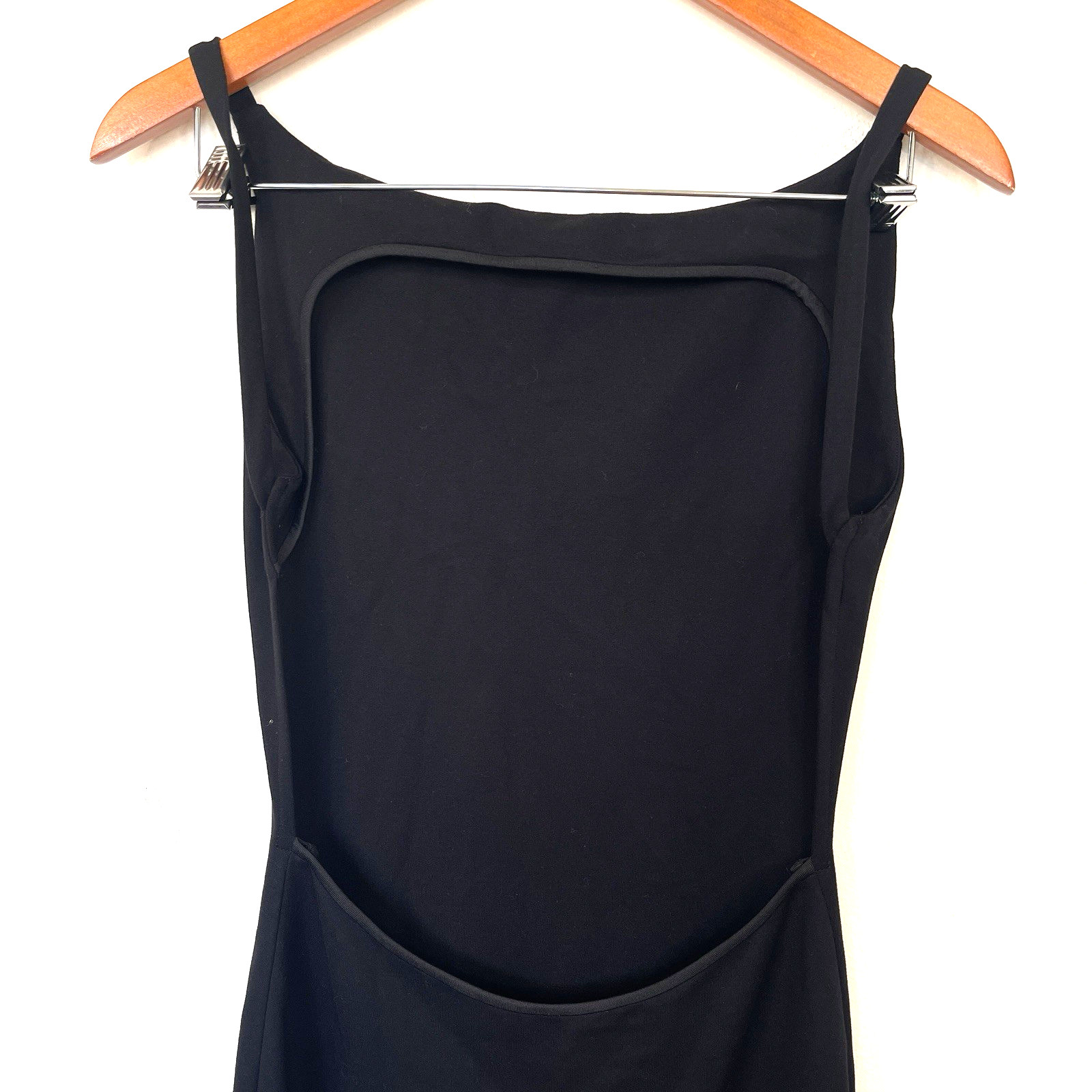 NWOT Eaves Womens Sexy Backless Maxi Dress S Black Stretch Side Slit Witchy Vamp