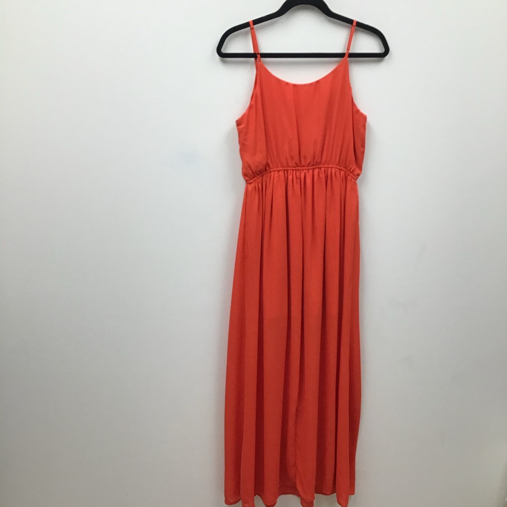 Nine Bird Womens A Line Dress Orange Maxi Embellished Neckline Spaghetti Strap M
