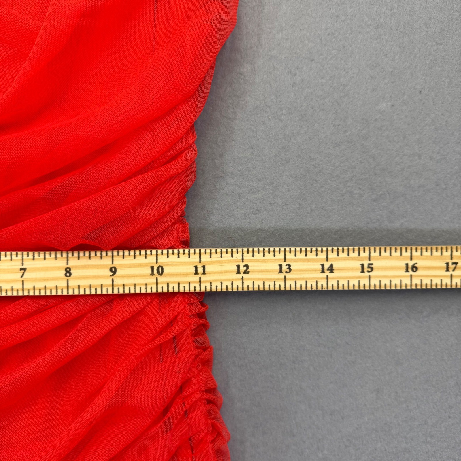 Alice + Olivia Red Ruched Mesh Mini Dress Spaghetti Strap Size 6 Bodycon Zipper