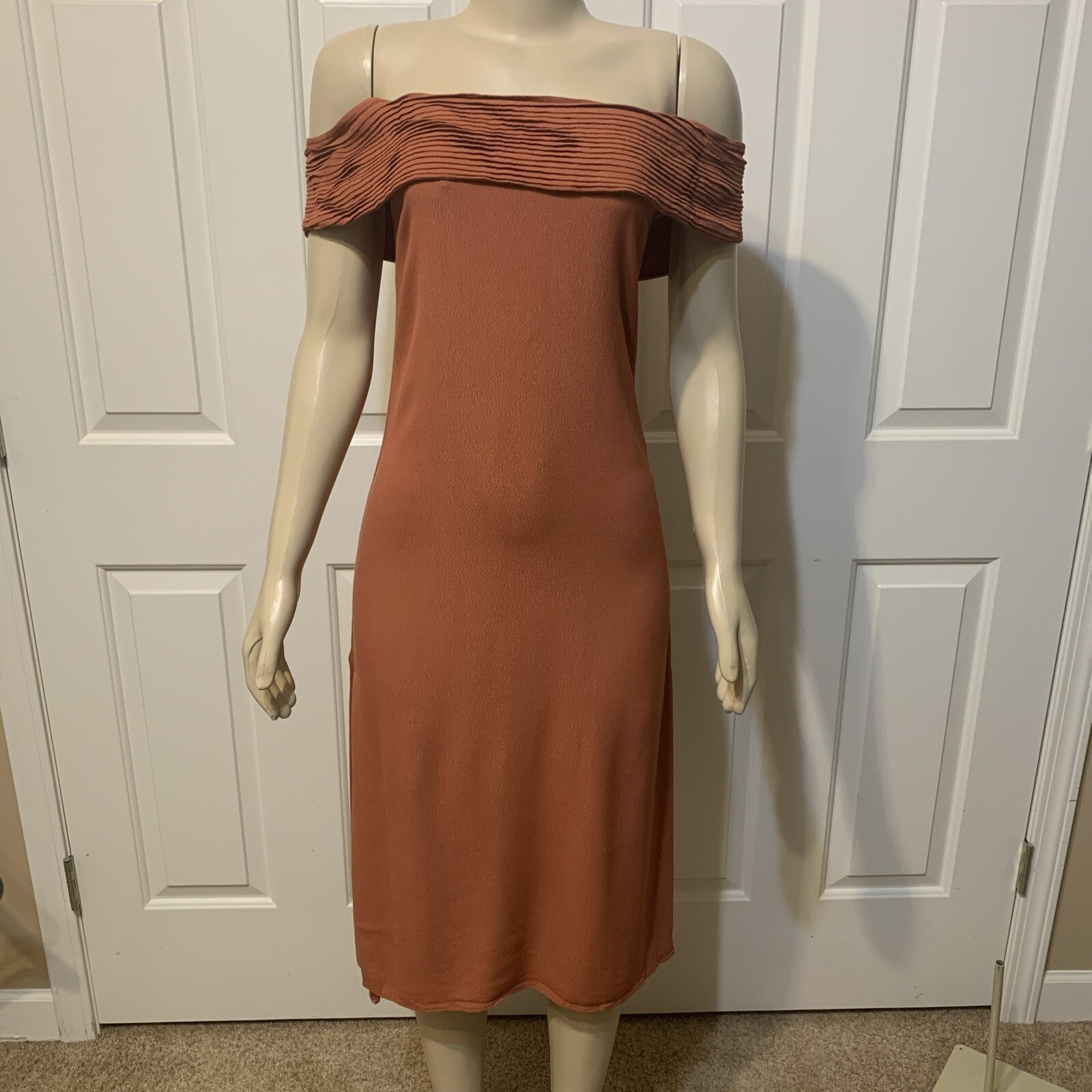 Sancia Dress Womens Small Rust Mariana Off Shoulder (CG)