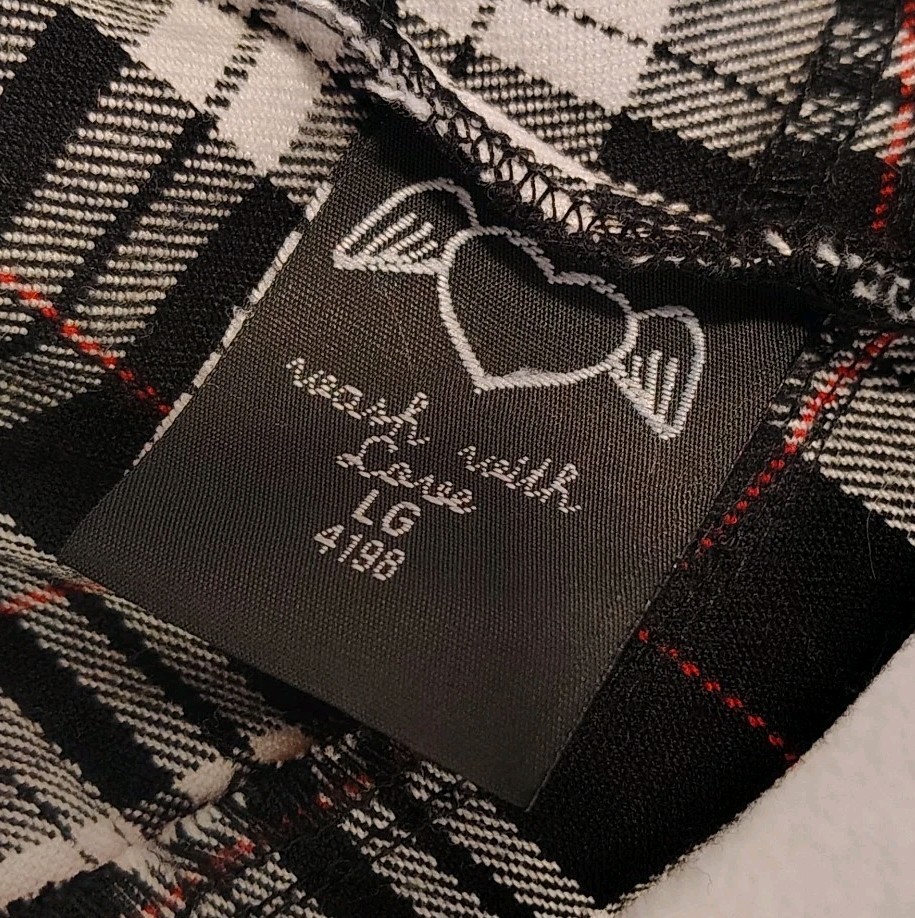 Hell Bunny Size Large Black White Plaid Corset Dress O-Rings Lace Up Sides Back