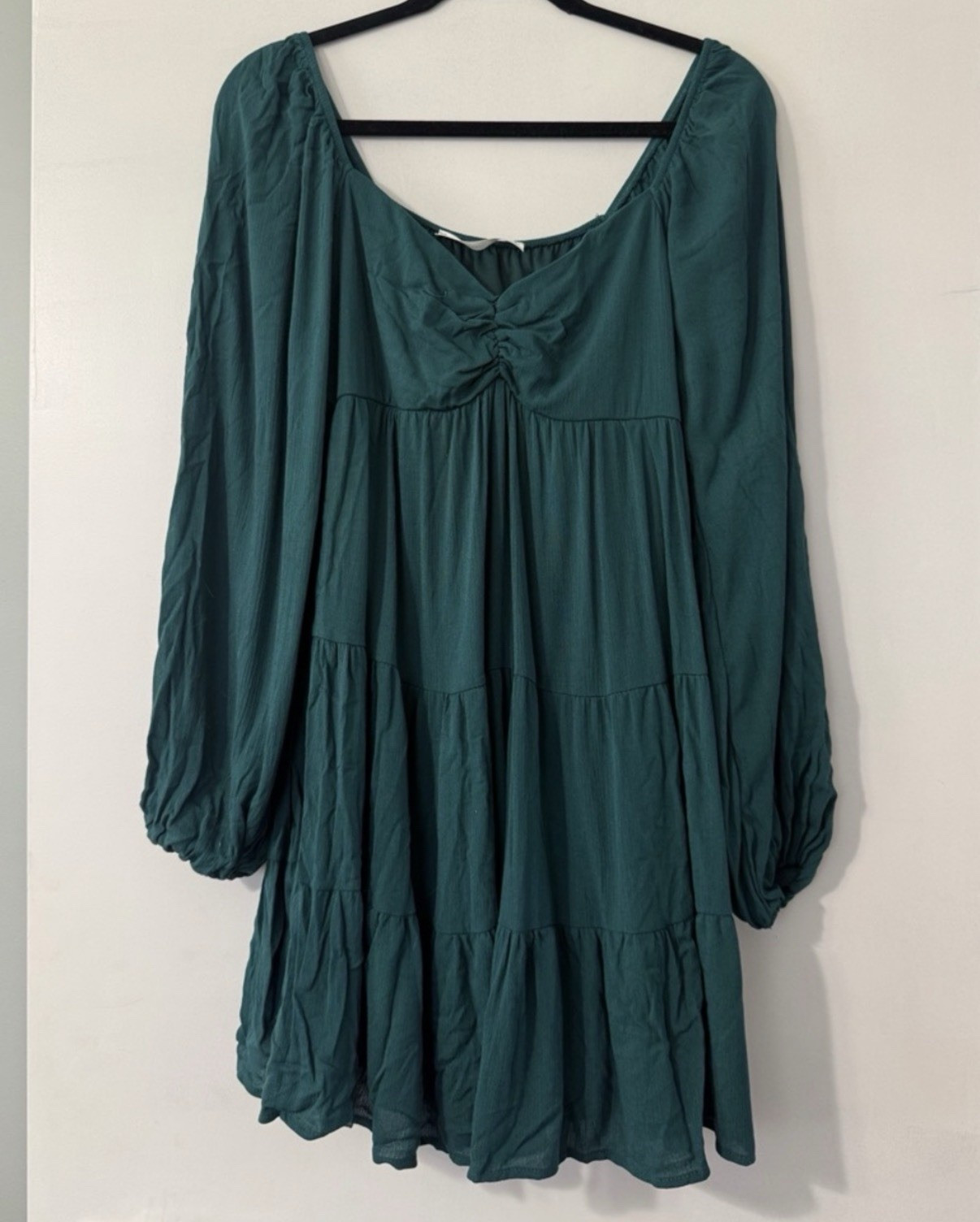 Altar’d State Green Lined Tiered Babydoll Mini Dress Scoop Neck L D800688-01A