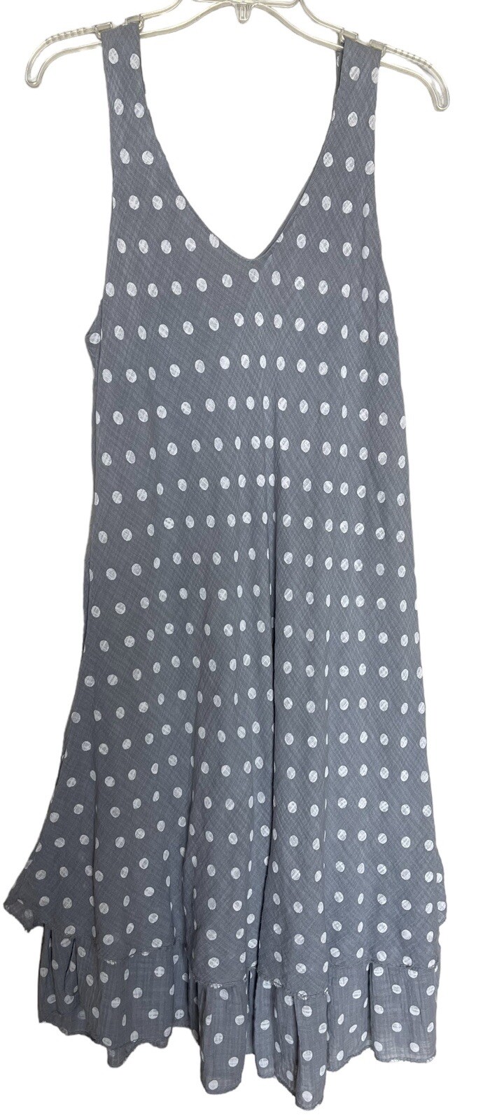 100% Lin Blanc Womens Linen Blend Dress Size 40 Gray White Sleeveless Lagenlook