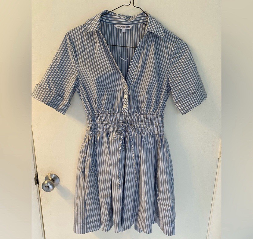 NWOT Veronica Beard Susan Striped Mini Dress In Blue Multi Size 2