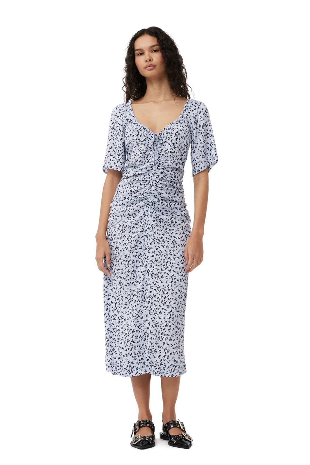 Ganni Printed Crepe U-neck Midi Dress / Sz EU38 – US 6 / NEW no tags