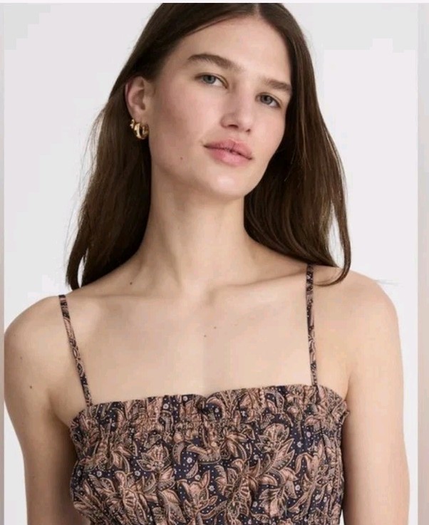 Madewell Smocked Bubble Hem Midi Dress Paisley Berry Sz 10 NWT